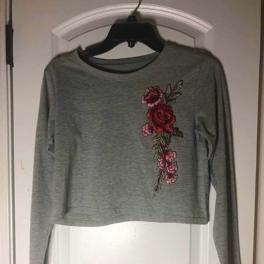 Gray Long sleeved crop top